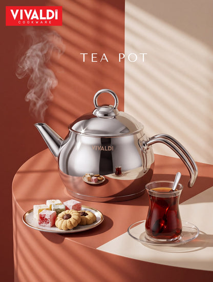 Vivaldi - Stainless Steel Teapot with Stainless Steel Handle