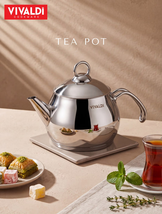 Vivaldi - Stainless Steel Teapot with Stainless Steel Handle