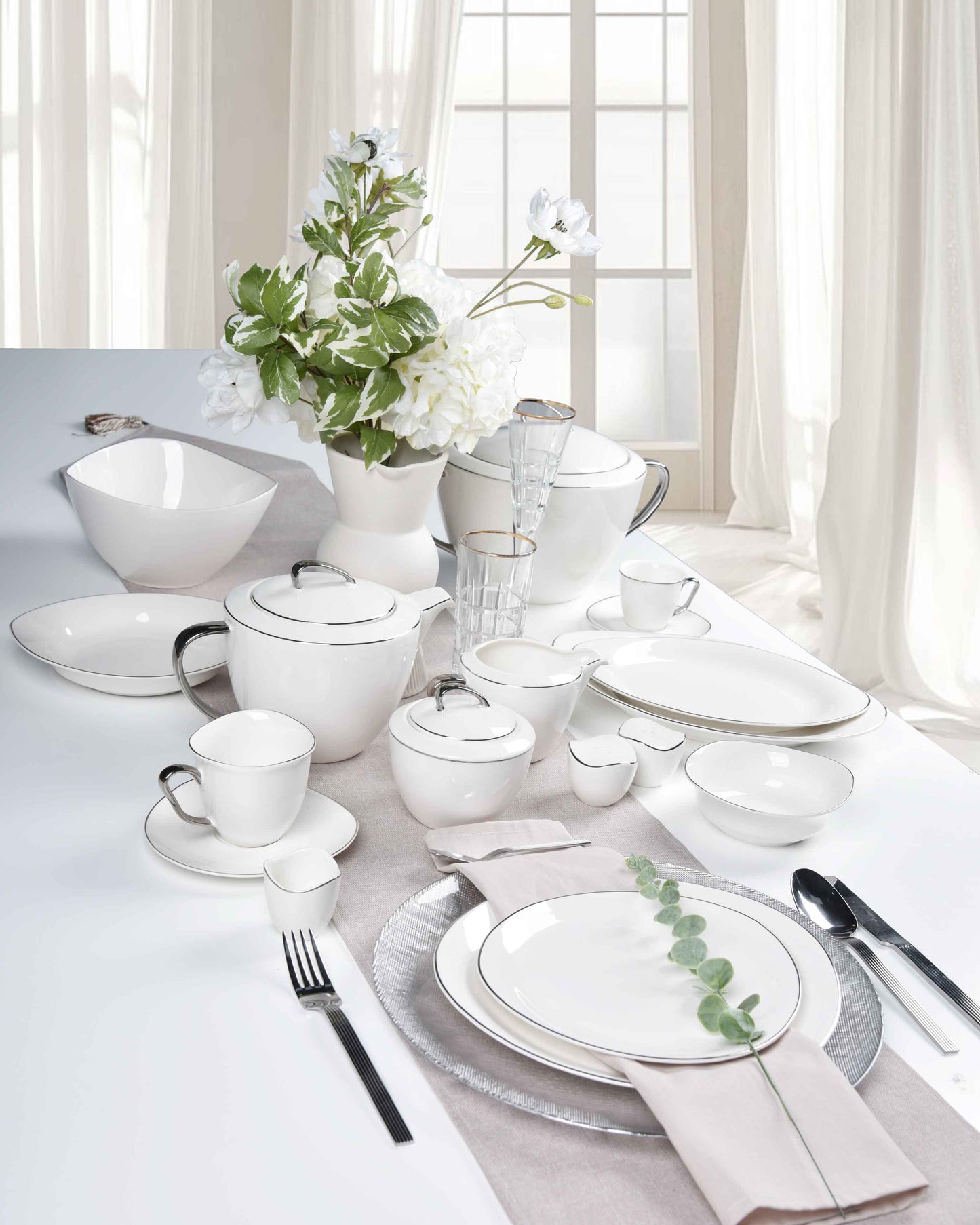 ETERNA PORCELAIN - 60 PIECE DINNER SET FOR 6 PEOPLE - ORGANIC - YZ24-001S.