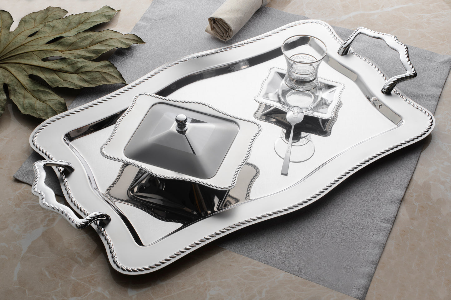 ZINCIR Sandblast Steel Tray Set - 2-Pieces