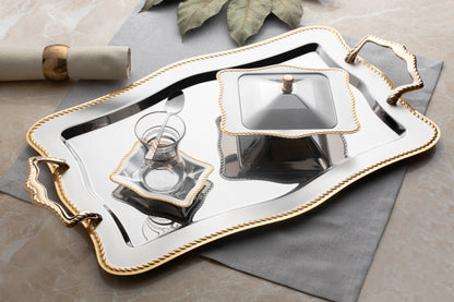 ZINCIR Gold Sandblast Steel Tray Set - 2-Pieces