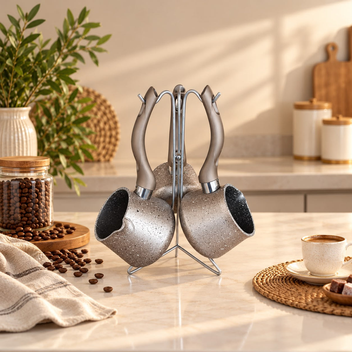 Vivaldi – Bio Granite Coffee Pot Set with Stand – 4 Pieces