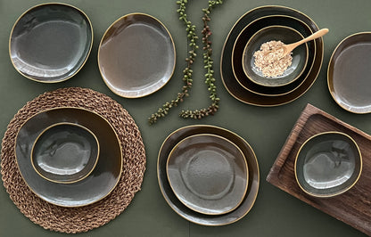 Reactive Glaze Brown Dinner Set - R40