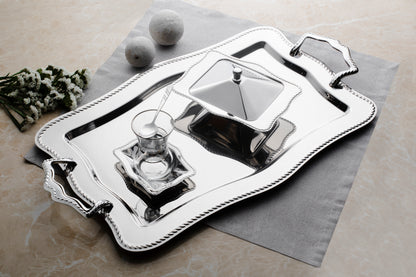 ZINCIR Mirror Finish Steel Tray Set - 2-Pieces