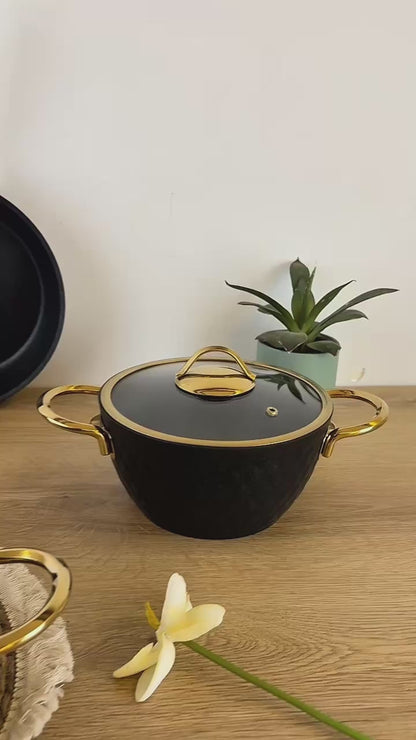 LIDYA GOLD 7 PCS TEFLON-TITANIUM COOKWARE SET