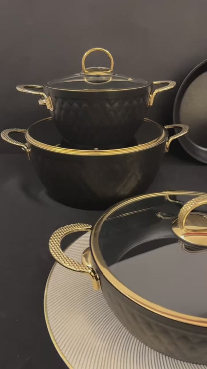 Vivaldi - Lidya Diamond - 9-Piece Cookware Set - Dark Blue